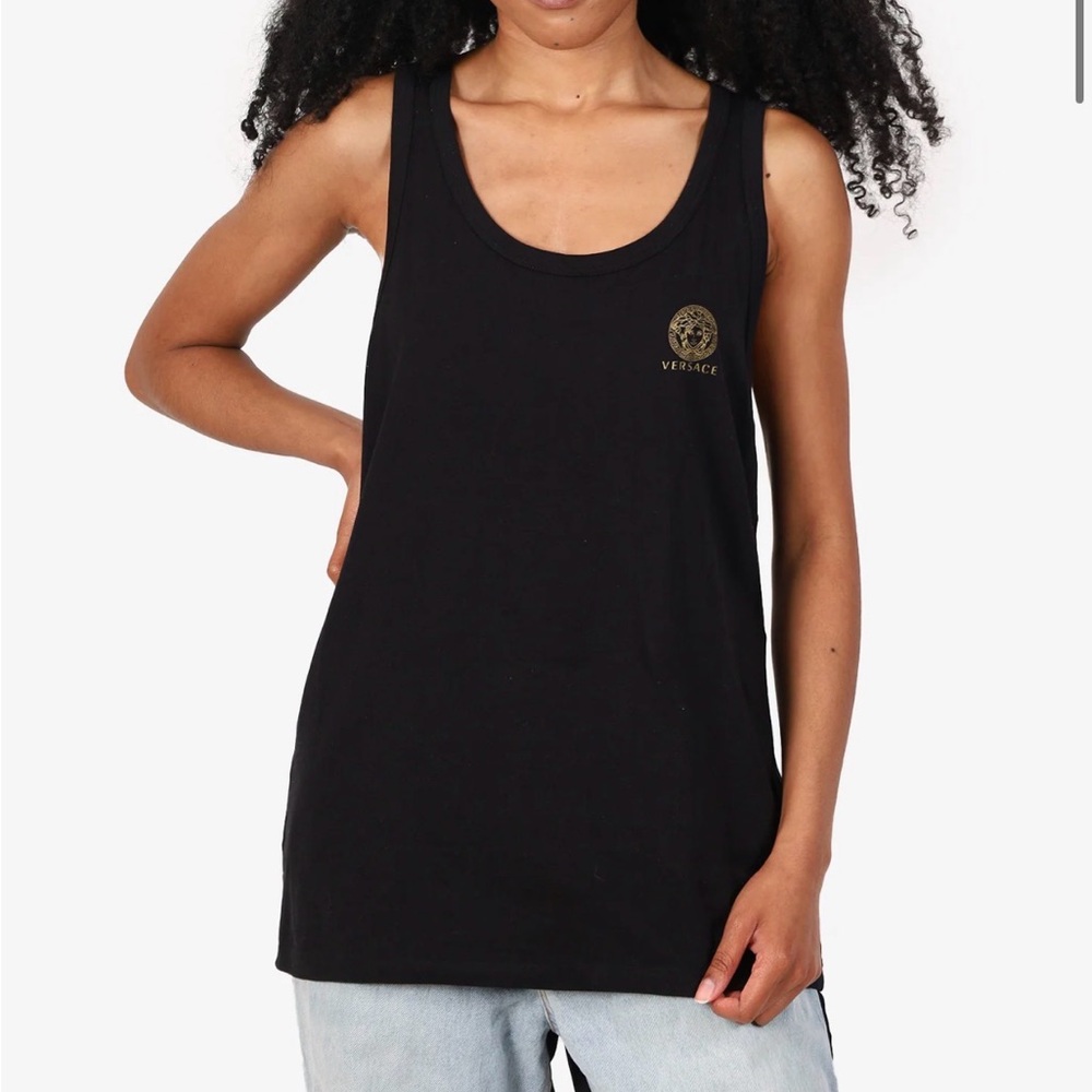 Versace Black Tank Top with Gold Logo - Picture 3 of 9